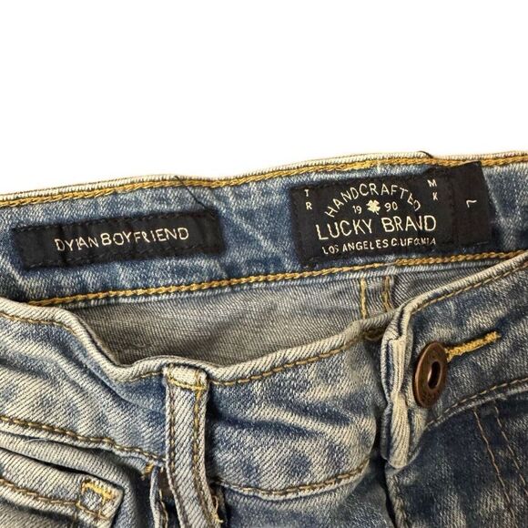 Lucky Brand Dylan Boyfriend Jeans Size 7 Adjustable Waist Heart Eye Lightening - Picture 3 of 7